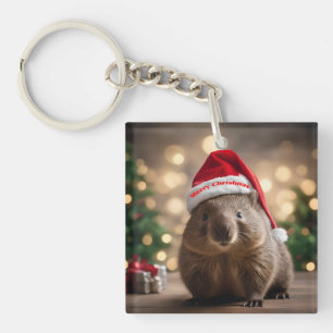 "Wombat Wonderland: Ein gemütlicher Weihnachtsaben Schlüsselanhänger