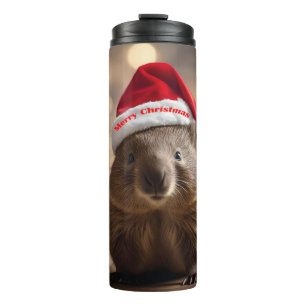 "Wombat Wonderland: Ein gemütlicher Weihnachtsaben Thermosbecher