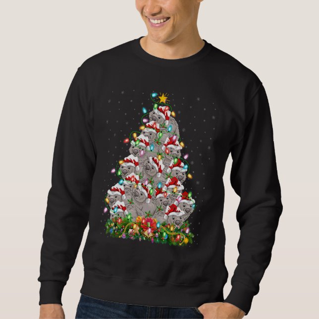 Wombat   Xmas Lights Santa Wombat Christmas Tree Sweatshirt (Vorderseite)