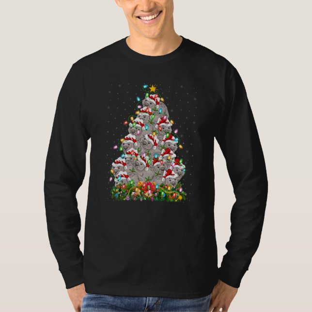Wombat  Xmas Lights Santa Wombat Christmas Tree T-Shirt (Vorderseite)