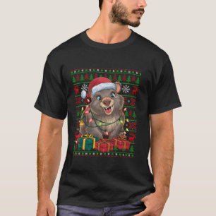 Wombat Xmas Lights Ugy Weihnachtsmannmütze Wombat T-Shirt