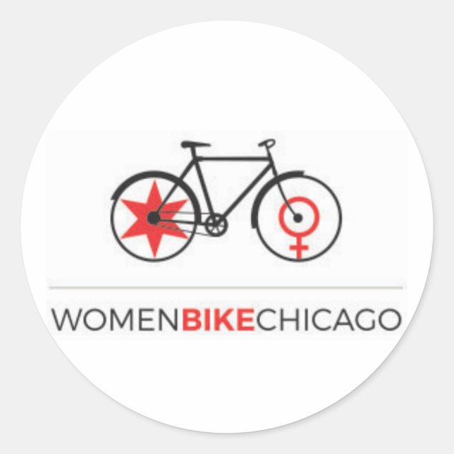 Women Bike Chicago - Aufkleber für das Fahrrad-Des (Vorderseite)