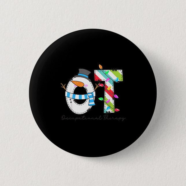 Women Christmas Occupational Therapy Ot Ota Snowma Button (Vorderseite)