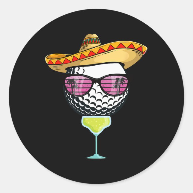 Women Cinco de Mayo Golf Ball mit Sombrero Margar Runder Aufkleber (Vorderseite)