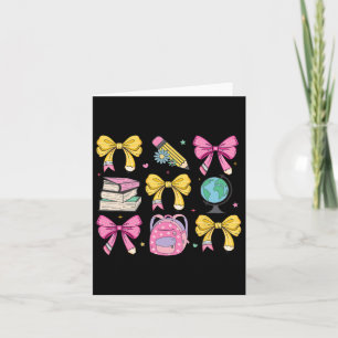 Women Coquette Pink Bow Ribbons Pencil Teacher App Karte