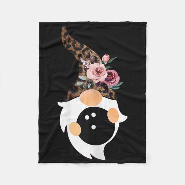 Women Girls Cute Bowling And Gnome With Leopard Fl Fleecedecke (Vorderseite)