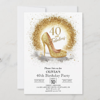 Women Glam Digital Gold 40. Geburtstag Einladung