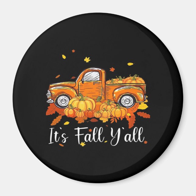 Women It's Fall Y’all Pumpkin Autumn Tree Hello Fa Magnet (Vorne)