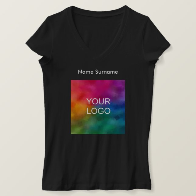 Women Jersey V-Neck Custom Business Logo T - Shirt (Design vorne)
