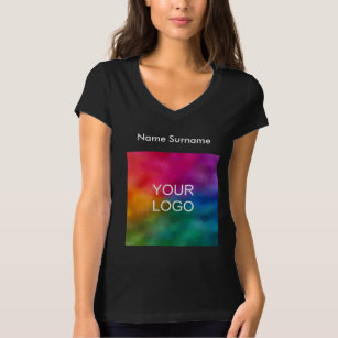 Women Jersey V-Neck Custom Business Logo T - Shirt