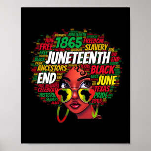 Women Messy Bun Juneteenth feiert Unabhängigkeit Poster