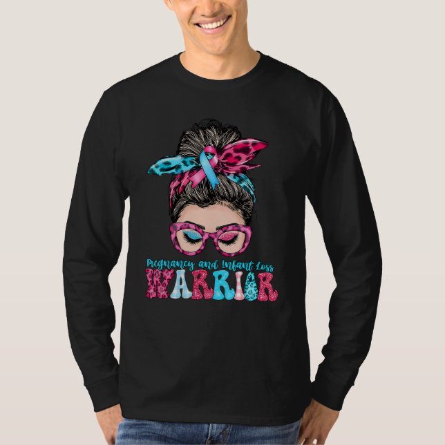 Women Messy Bun Pregnancy and Infant Loss Awarenes T-Shirt (Vorderseite)