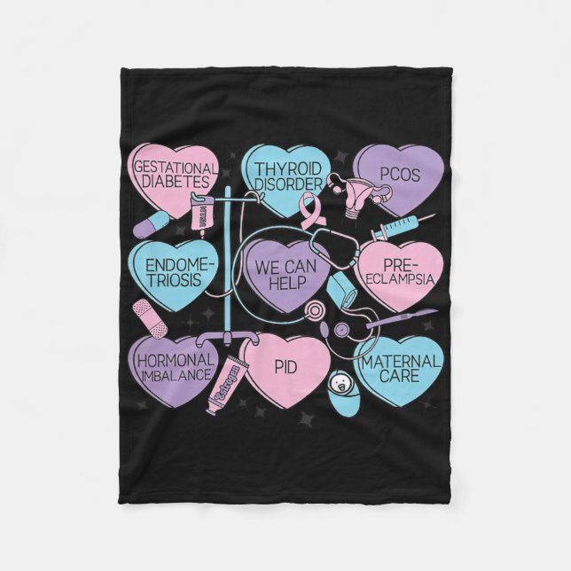 Women Obstetrics Valentine's Day Nurse Ob Gyn Obst Fleecedecke (Vorderseite)