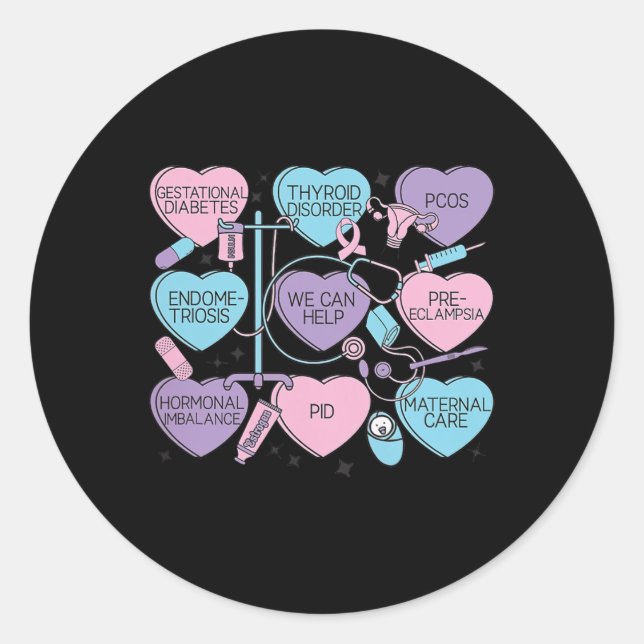 Women Obstetrics Valentine's Day Nurse Ob Gyn Obst Runder Aufkleber (Vorderseite)