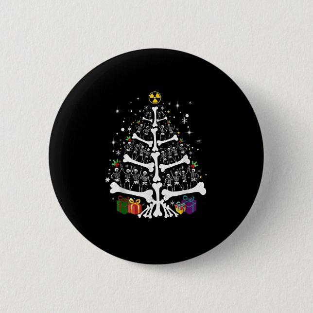 Women Radiology Skeleton Christmas Tree Xray Tech  Button (Vorderseite)