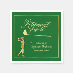 Women Retirement Golf Party Classic Green Golden Serviette