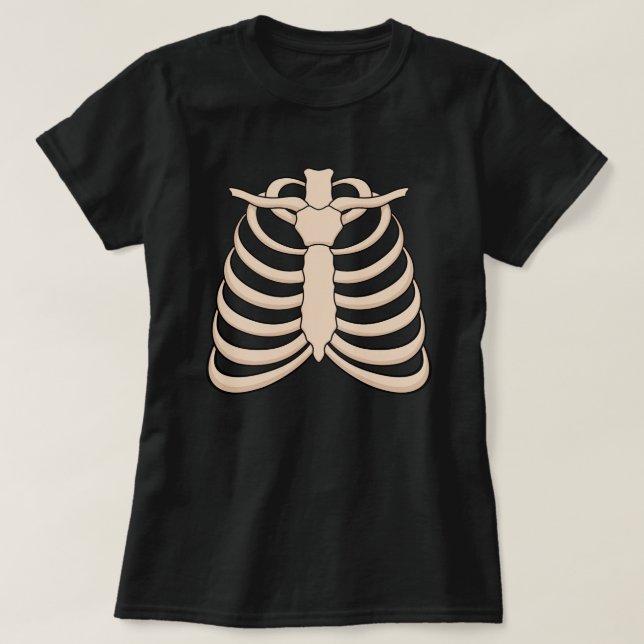 Women’s Cartoon Ribcage Halloween T-Shirt (Design devant)