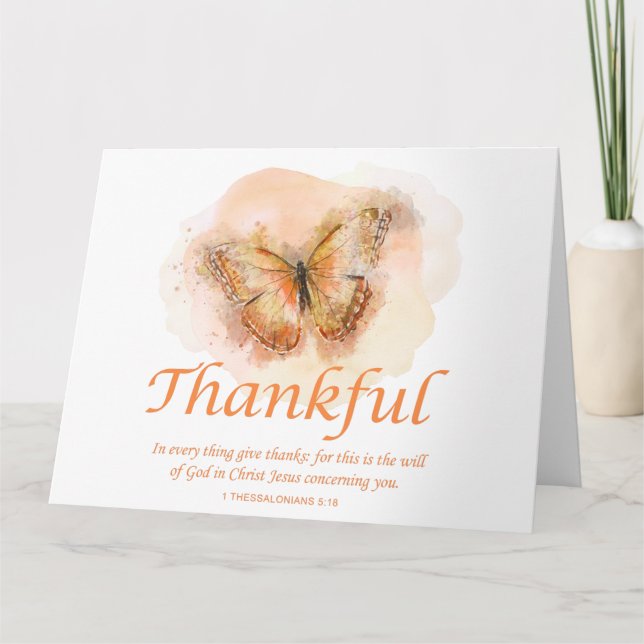 Women’s Christian Butterfly Bible Verse: Thankful  Dankeskarte (Vorderseite)