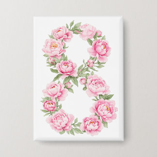 Women’s Day Peony Flower for March 8  Button