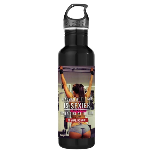 Women’s Gym Workout Motivational Edelstahlflasche (Vorderseite)