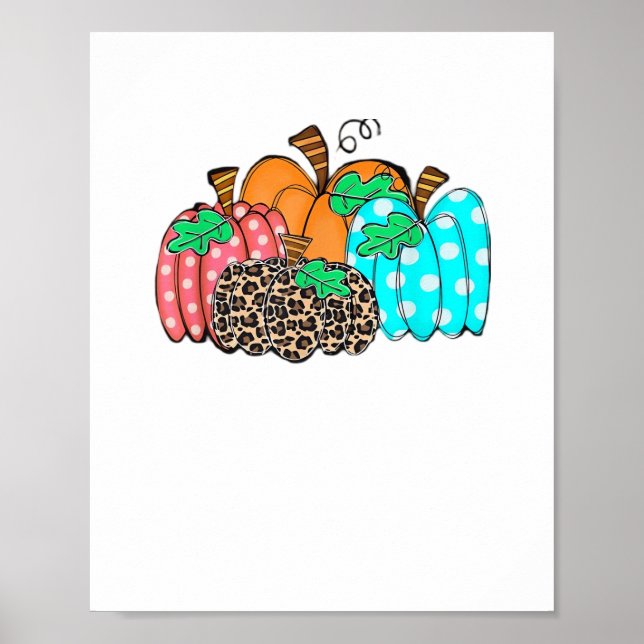 Women’s Pumpkin Leopard Print Graphic It’s Fall Y’ Poster (Vorne)