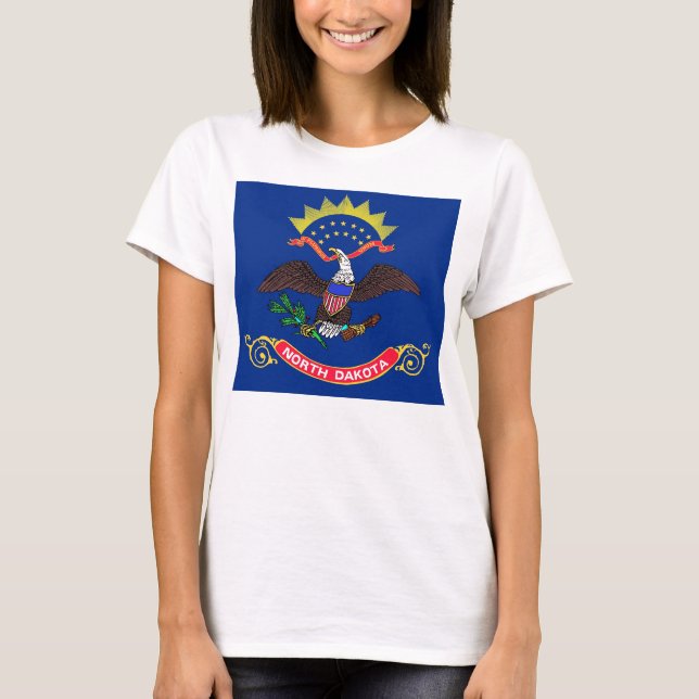 Women T Shirt mit Fahne Nord-Dakota-Staat (Vorderseite)