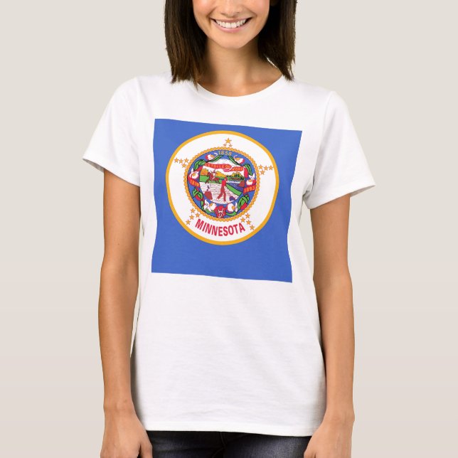 Women T Shirt mit Flag Minnesota Staat (Vorderseite)