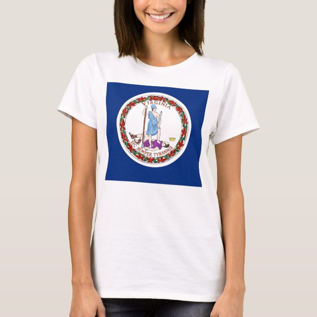 Women T Shirt mit Flag Virginia Staat (Vorderseite)