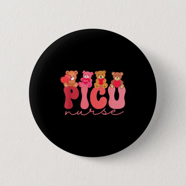 Women Valentine Cu Nurse Pediatrics Cute Bears Ped Button (Vorderseite)