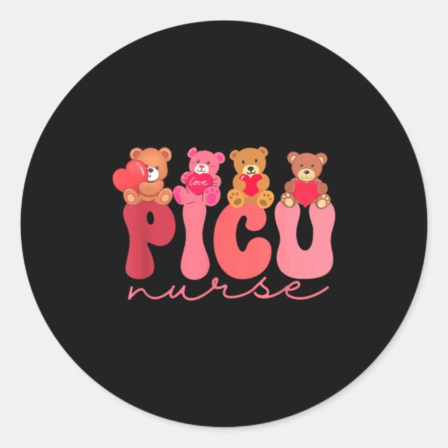 Women Valentine Cu Nurse Pediatrics Cute Bears Ped Runder Aufkleber (Vorderseite)
