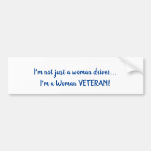 Women Veteran Blue on White Bumper Sticker