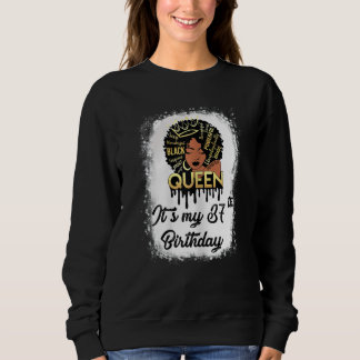 Womens 37 Years Old Black Melanin Girl It's My Bir Sweatshirt