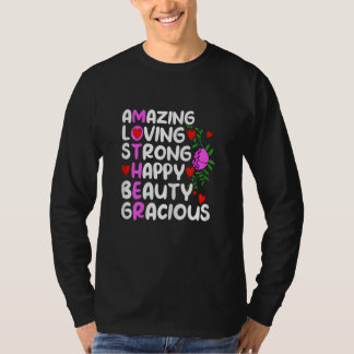 Womens Acrostic Mother Amazing Loving Strong Happy T-Shirt