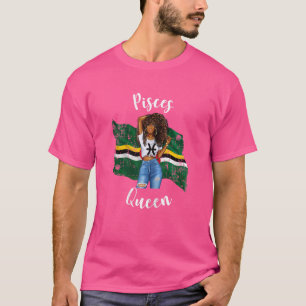 Womens Afro Pisces Queen From Dominica Zodiac Birt T-Shirt