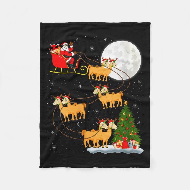 Womens Alpaca Llama Santa Sleigh Flying Funny Magi Fleecedecke (Vorderseite)
