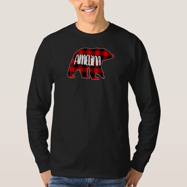 Womens Amelina Bear Custom Red Buffalo Kariert Chr T-Shirt (Vorderseite)