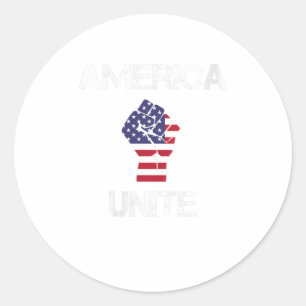 Womens America Unite Resist Fist Patriotic F Runder Aufkleber