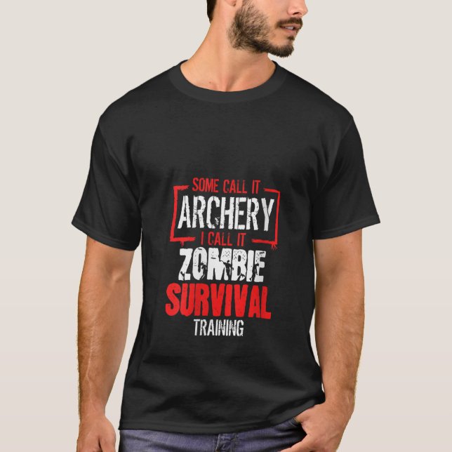 Womens Archer Geschenk Bow Jagd Zombie Überleben T T-Shirt (Vorderseite)