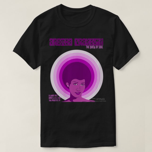 Womens Aretha Franklin Fillmore West Pink VNeck  T-Shirt (Design vorne)