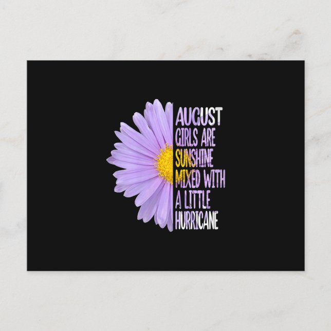 Womens August Birthday Womens Gift Funny Daisy Ankündigungspostkarte (Vorderseite)