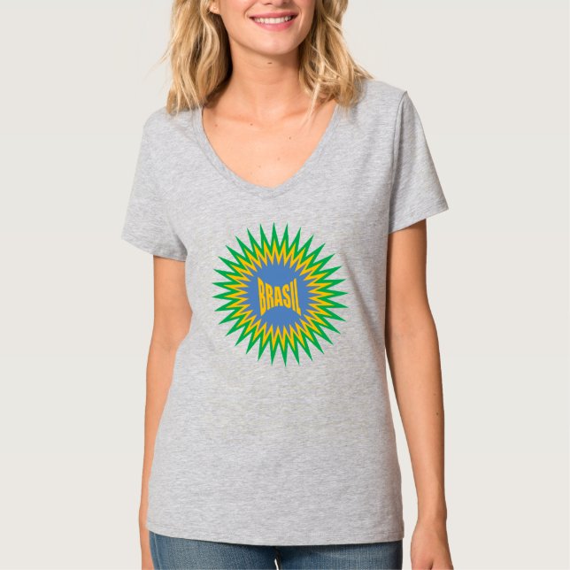 Women's Basic V-Neck T-Shirt SUN  BRASIL (Vorderseite)
