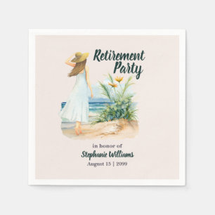 Womens Beach and Blume Themed Retirement Party Serviette