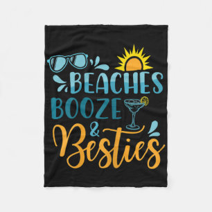 Womens Beaches Boost and Besties Funny Beach Lover Fleecedecke