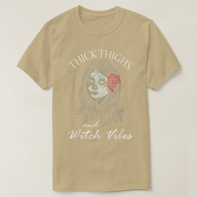 Womens Beängstigend Halloween Design Besen dicken  T-Shirt (Design vorne)