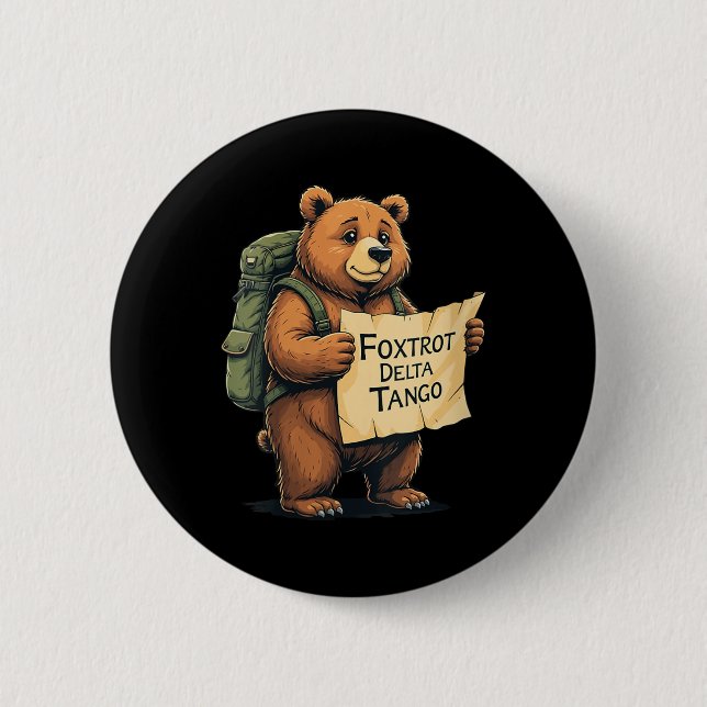Womens Bear Foxtrots Deltas Tangos Funny Bear Foxt Button (Vorderseite)