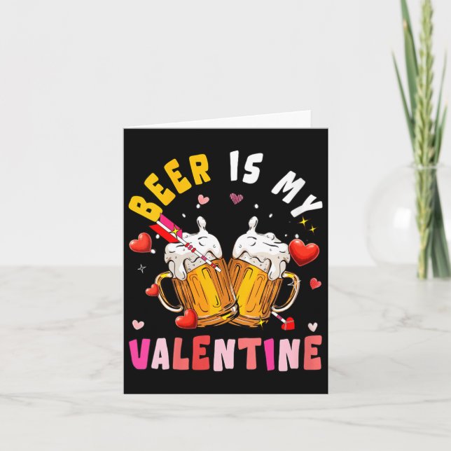 Women's Beer Is My Valentine Hearts Matching Drink Karte (Vorderseite)