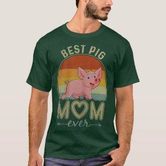 Womens Best Pig Mom Ever Retro Design Cute Mom Mot T-Shirt