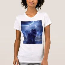 Women's Black cat and moon t-shirt