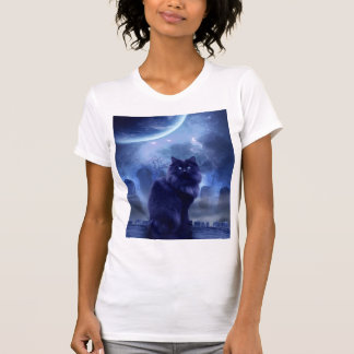 Women's Black cat and moon t-shirt