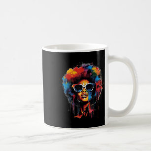 Womens Black Queen Afro Melanin Paint Dripping Jun Kaffeetasse